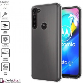 Silikoninis dėklas 1.0 mm storio - permatomas (telefonams Mottorola Moto G8)